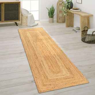 Paco Home Paco Home - Alfombra Sal&oacute;n Fibras Naturales Yute Hecha A Mano Motivo Moderno Abstracto 80x250 Cm, Naturaleza 6