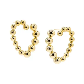 Adina Eden Womens Beaded Open Heart Earrings In Gold