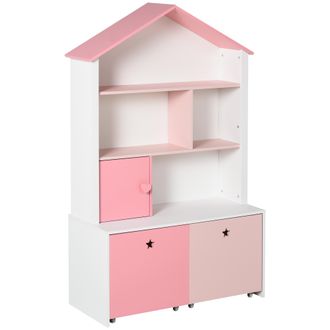 HOMCOM Estanter&iacute;a infantil 80x34x130 cm rosa y blanco