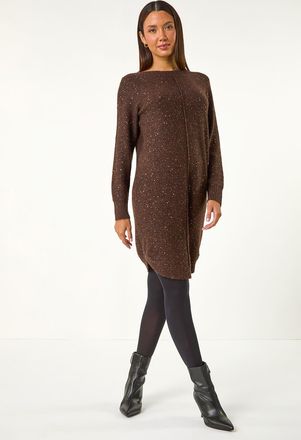 Roman Sequin Embellished Stretch Jumper Dress