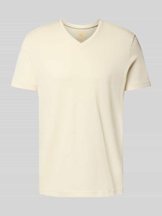 Christian Berg T-Shirt mit V-Ausschnitt in Metallic Beige, Größe XXL