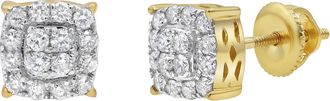 LuvMyJewelry Rounded Square 14K Yellow Gold Diamond Earrings - 0.31ct