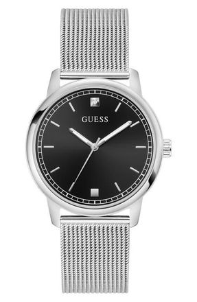 Guess Chandler Mesh Strap Watch, 40mm in Silver Tone at Nordstrom