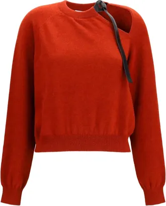 Ferragamo Jersey de cuello redondo con detalle de corte - Knitwear - Mujer - Rojo - S