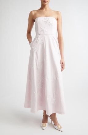 Bernadette Odette Embroidered Strapless Cotton Gown in Ivory Shell Broderie at Nordstrom, Size 4 Us