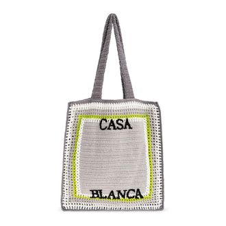 Casablanca Gehaakte Tas met Logo - unisex - Shoppers - Grijs - ONE Size - Katoen - Tassen