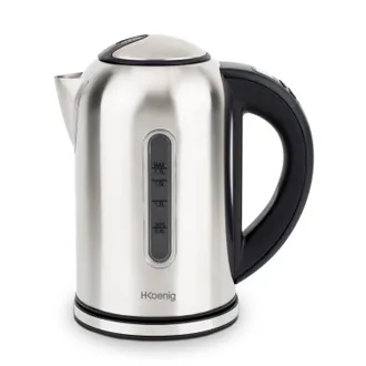 H.Koenig Hervidor De Agua El&eacute;ctrico Peque&ntilde;o, 2200w, Capacidad De 1.7 L, Base 360&ordm; Sin Cables, Temperatura Regulable Hasta 100&ordm; En Tiempo R&eacute;cord, Gris. Hkoenig 