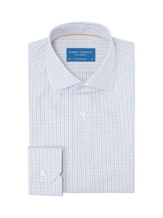 Robert Talbott Reynolds Mini Tattersall Shirt in Contemporary Fit in Golden Poppy at Nordstrom, Size 18.5
