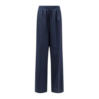Gucci Pantalones T&eacute;cnicos de Popel&iacute;n de Seda con Web - Trousers - Mujer - Azul - S