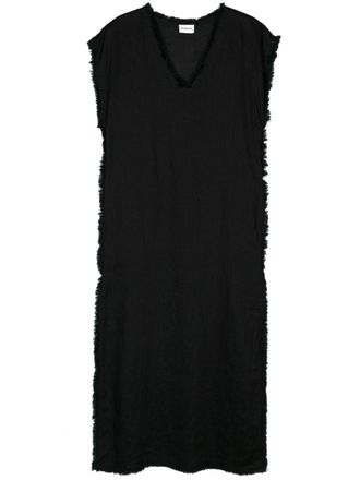 Parosh Frayed Linen Midi Dress