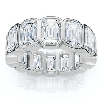 Pompeii3 8Ct Emerald Cut Bezel Diamond Eternity Band 14k Gold/Pt Wedding Ring Lab Grown