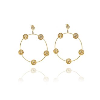 Georgina Jewelry Womens Signature Sphere Dangle Hoops Earrings In Gold