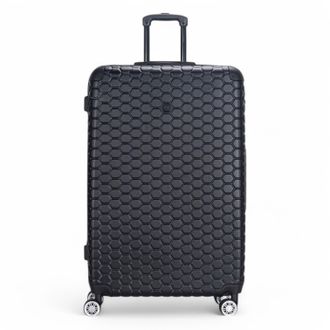 Infinity Leather Unisex Expandable Extra Large Hard Shell ABS 8 Wheel Luggage Travel Suitcase - Black - Size X-Large