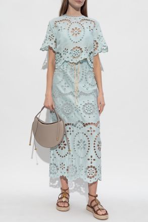 Zimmermann Lace Skirt, Womens, Light Blue