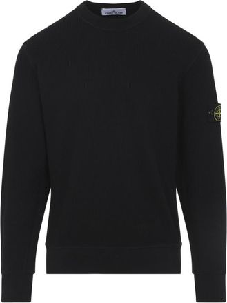 Stone Island Black Crewneck Logo Sweatshirt