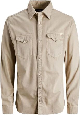 Jack & Jones Western Shirt - Heren - Casual Overhemden - Beige - M - Katoen - Overhemden
