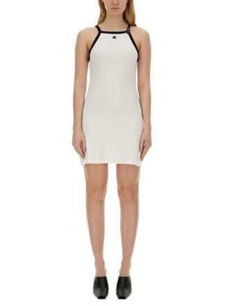 Courr&egrave;ges Fitted Mini Dress With Contrasting Trim And Logo
