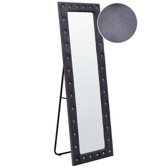 Beliani Beliani - Espejo De Pie De Terciopelo Gris Oscuro 50 X 150 Cm Soporte Vidrio Ansouis
