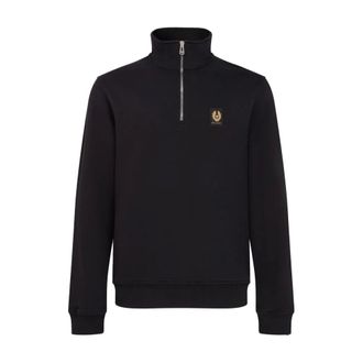 Belstaff Hoodies & sweatvesten, Heren, Zwart, XL, Kwart Rits Zwart Sweatshirt