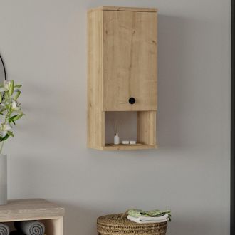 Dmora Mueble Colgante Tarano, 2 Estantes, 1 Puerta, 3 Espacios, 30x71h Cm Roble Marr&oacute;n