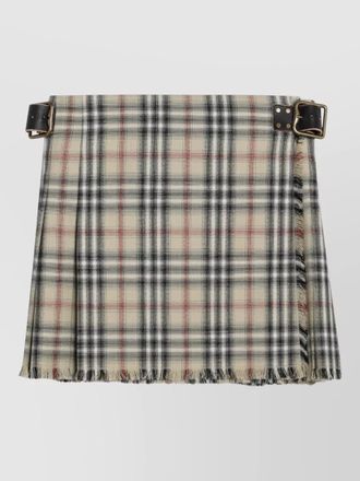 Burberry wool mini kilt plaid pleated buckle hem