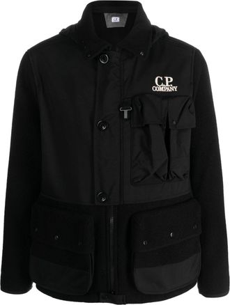 C.P. Company Duffel Mixed Goggle hooded jacket - men - Virgin Wool/Polyamide/Polyamide - 50 - Black