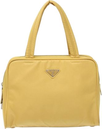 Prada Re-Nylon Yellow Nylon Handbag (Pre-Owned)