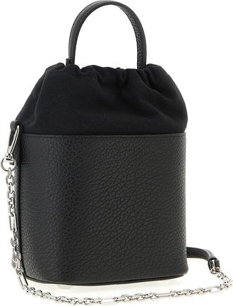 Maison Margiela Grained Leather Drawstring Bucket Bag - Black