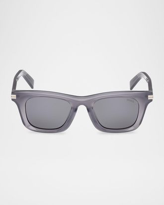 Ermenegildo Zegna Men & apos;s Rectangular Acetate Sunglasses