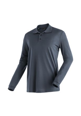 Maier Sports Langarm-Poloshirt MAIER SPORTS Ulrich L/S, Herren, Gr. 4XL, grau, 100% Polyester, Shirts Langarm-Poloshirt, Herren Polo langarm, leichtes Funktionsshi