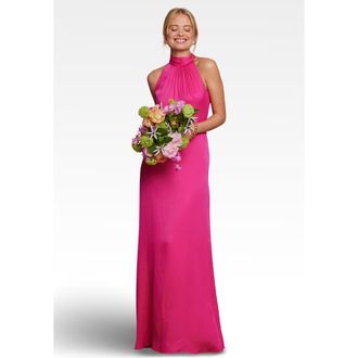 Maids to Measure Tilly Satin High Neck Bridesmaid Dress in Hot Pink at Nordstrom, Size 10