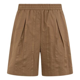 Fabiana Filippi Casual Shorts, female, Brown, Size: XS Pleated Elastic-Waist Shorts