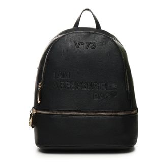 V° 73 Backpacks, female, Black, ONE SIZE, Black Backpack with Logo Lettering