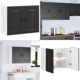 vidaXL Pensile da Cucina Kalmar Nero in Legno Multistrato - Pensile da cucina - Armadio in legno