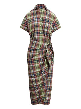 Polo Ralph Lauren wrap-around plaid midi shirt dress - Multicolour
