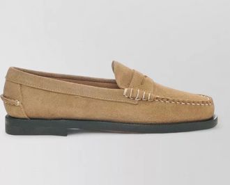 Sebago penny loafer suede finish stitched rubber sole