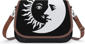 Generic Black Sun And Moon Crossbody Bags for Women Shoulder Messenger Bag Purse Handbags