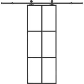 vidaXL Vidaxl - Puerta Corredera Con Set Herrajes Vidrio Esg Aluminio 76x205 Cm