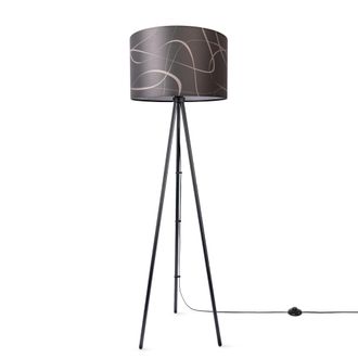 Paco Home Paco Home L&aacute;mpara Pie Sal&oacute;n Pantalla Tela L&aacute;mpara Pie Lectura Abstracta Vintage Dise&ntilde;o 2 (&oslash;45,5 Cm), L&aacute;mpara De Pie Tr&iacute;pode - Negro