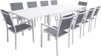 Happy Garden VENEZIA Set de jardin 180/300 gris 10 pl. blanc aluminium
