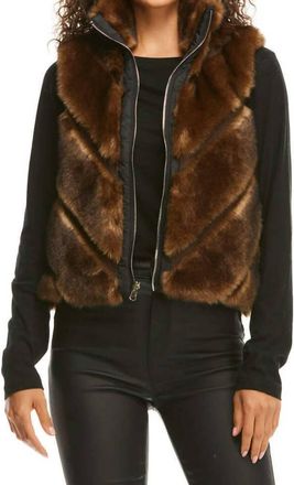 Fabulous Furs Reversible Chevron Shortie Vest In Sable