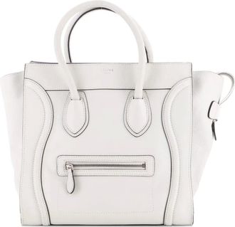 Celine Luggage Bag Grainy Leather Mini tote bag - White
