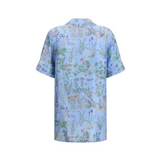 Gucci Womens Blue Silk Pattern Shirt
