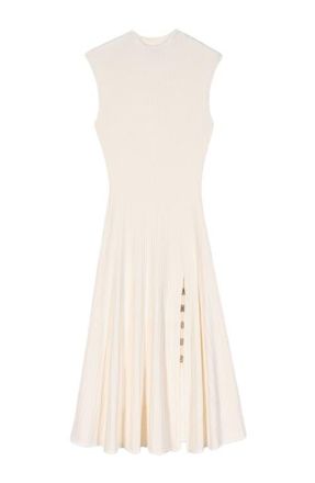Maje Ribbed dress with side slit in Ecru at Nordstrom, Size 34 Eu