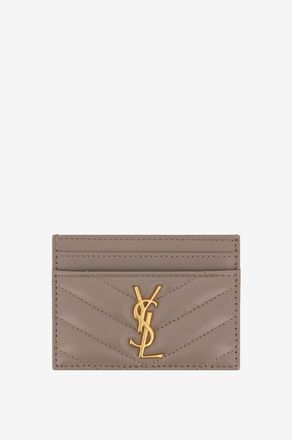 Saint Laurent Kleines weiches gestepptes Kartenetui Cassandre