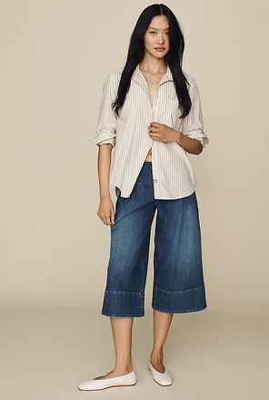 Maeve Reworked High-Rise Wide-Leg Culotte Jeans