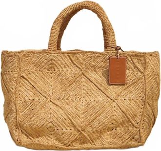 Maneb&igrave; Womens Raffia Sunset Bag In Tan Crochet