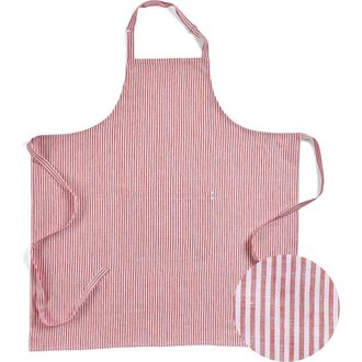 Solino Home Linen Full Midi Apron, 38 x 36 Inch in Red And White at Nordstrom, Size Medium