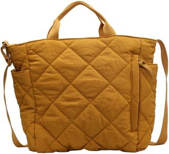 Generic Womens Simple Stylish Large Capacity Tote Bag Soft Lightweight Quilted Shoulder-Bag for School Work Shopping Travel Daily (Yellow)