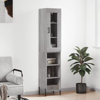 Berkfield Home Highboard Grey Sonoma 34.5x34x180 cm Engineered Wood